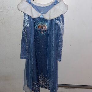 Disney’s Frozen Elsa Princess Dress Velvet Faux Fur Collar Long Sleeve